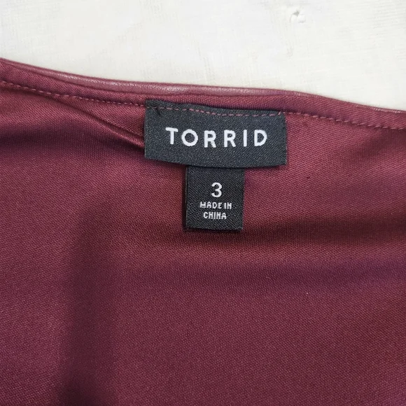Torrid Size 3 Peplum Faux Leather Burgundy Tank Top - Picture 6 of 7